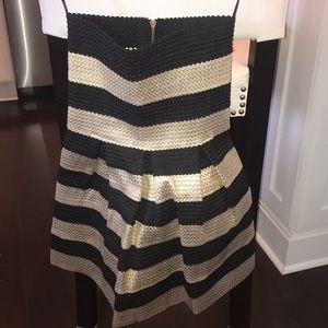 Black and gold strapless dress